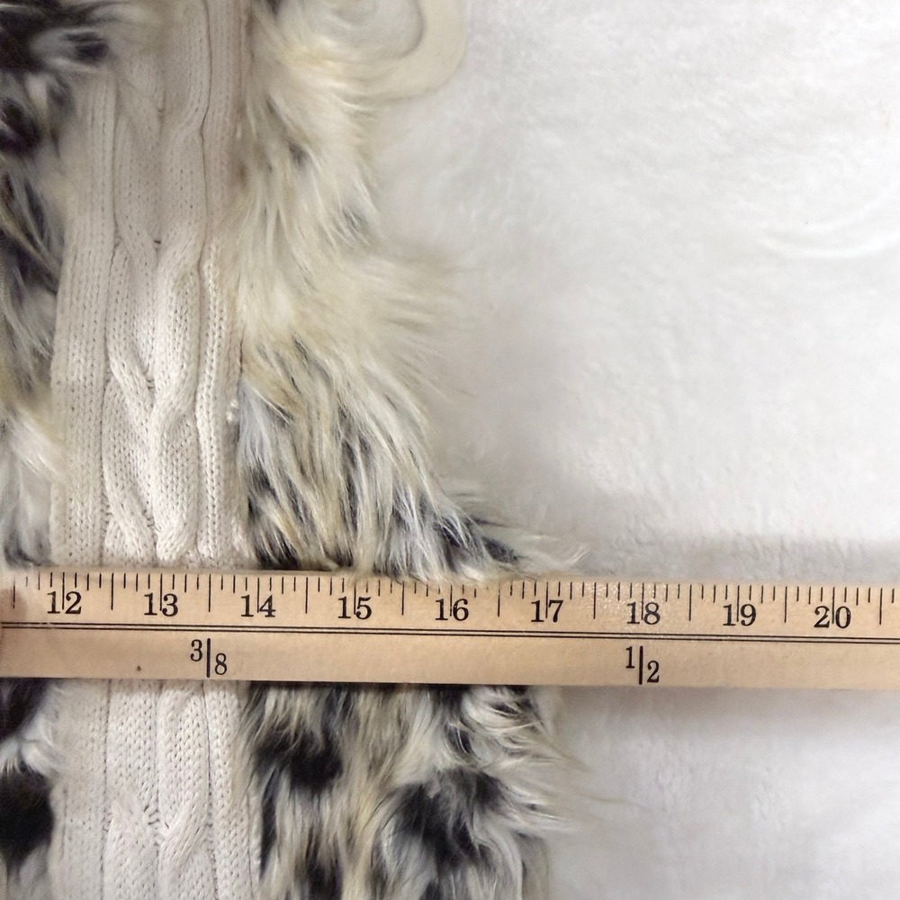 XOXO Womens Faux Fur Cable Knit Vest Cream Black Spotted Animal Print Medium Y2k - Picture 4 of 5